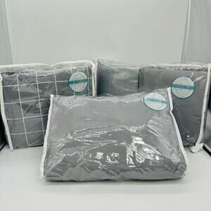 Stork & Style 3 Pcs Nursery Bedding Crib Set‎ Gray Crib Rail Pillow Blanket NEW